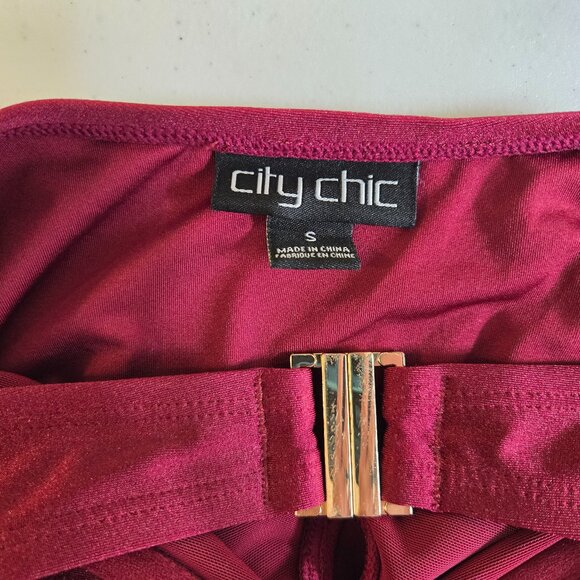 725-18 City Chic Merlot Cancun Underwire One-Piece Swimsuit Size S (16) - Picture 8 of 12